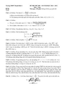 Đề thi thử Đại học - Cao đẳng môn Toán (Đề 6)